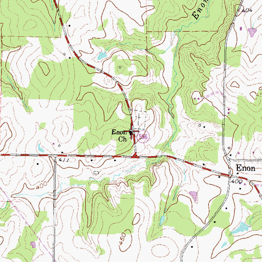 Topographic Map of Enon Church, TX