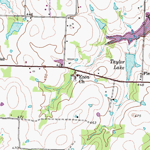 Topographic Map of Enon Church, TX