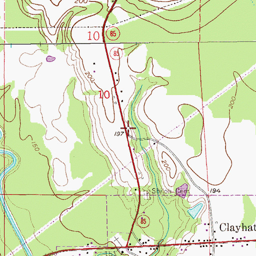 Topographic Map of Shiloh Church, AL