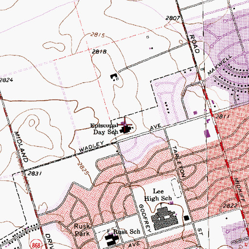 Topographic Map of Episcopal Day School, TX