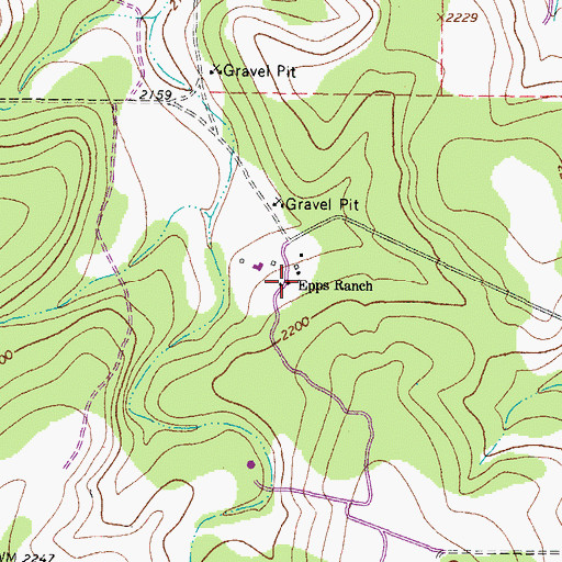 Topographic Map of Epps Ranch, TX