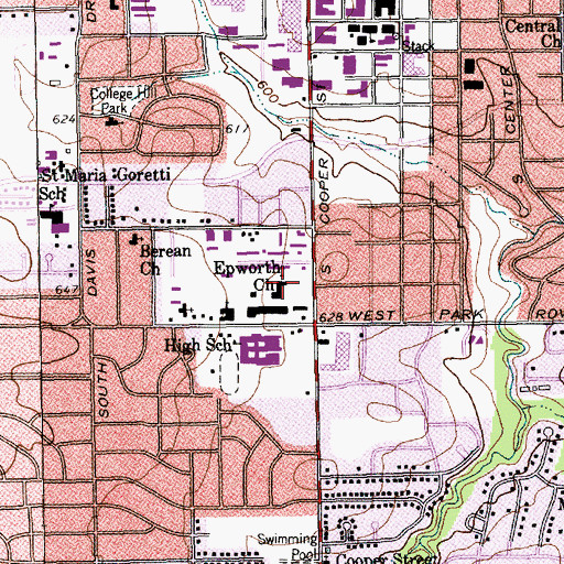 Topographic Map of Epworth Church, TX