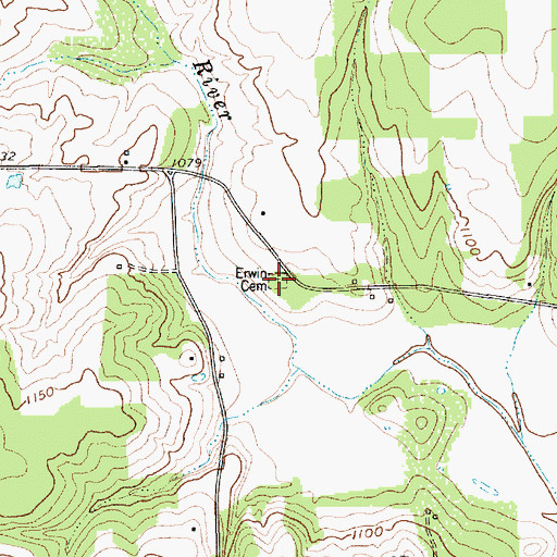 Topographic Map of Erwin Cemetery, TX