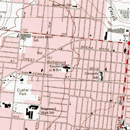 Topographic Map of Escobar Junior High School, TX