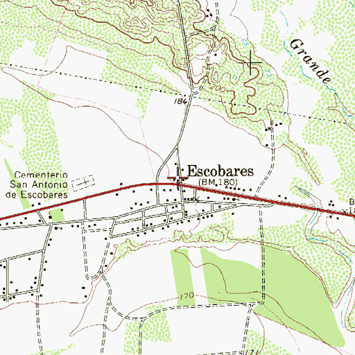 Topographic Map of Escobares, TX