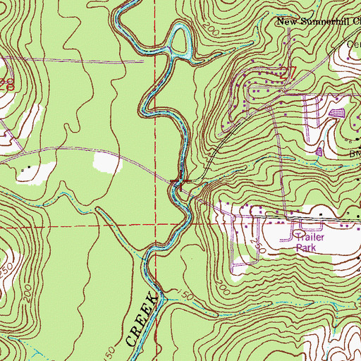 Topographic Map of Snell Bridge, AL