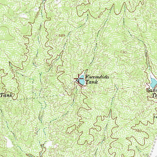 Topographic Map of Escondido Tank, TX