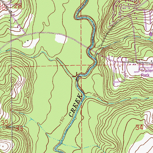 Topographic Map of Snell Mill Branch, AL