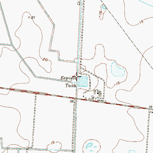 Topographic Map of Espuela Tank, TX
