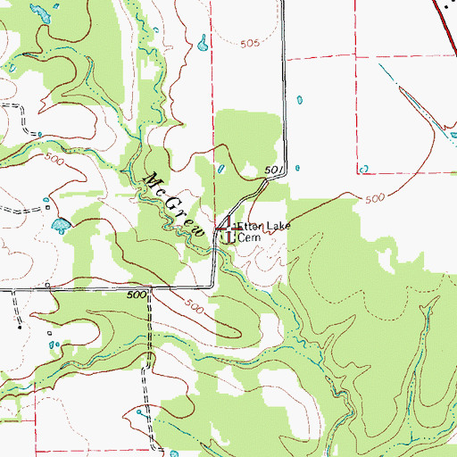 Topographic Map of Etter Lake Cemetery, TX