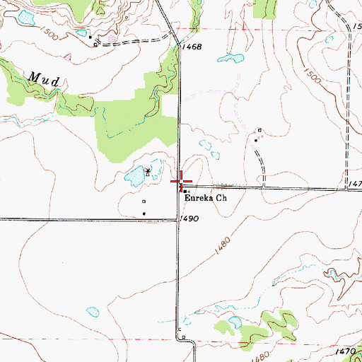 Topographic Map of Eureka Church, TX