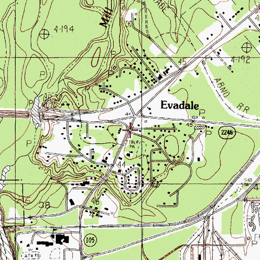 Topographic Map of Evadale, TX