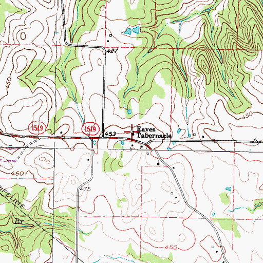 Topographic Map of Evaes Tabernacle, TX
