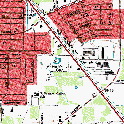 Topographic Map of Evalyn Wilson Park, TX