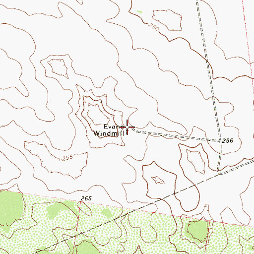 Topographic Map of Evano Windmill, TX