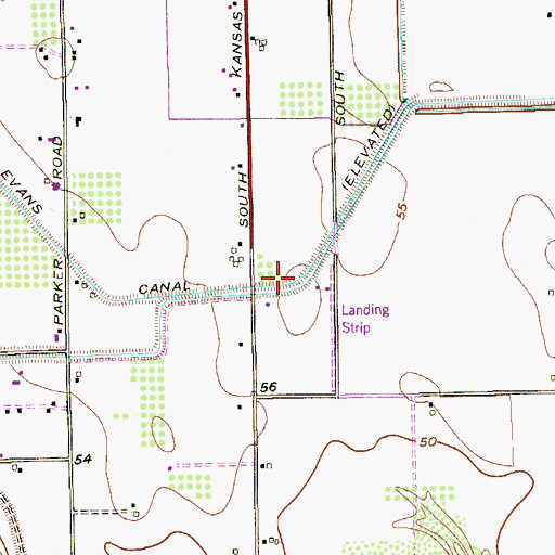Topographic Map of Evans Canal, TX