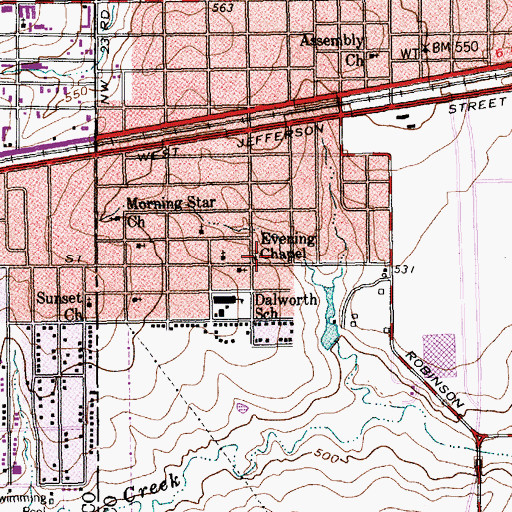 Topographic Map of Evening Chapel, TX