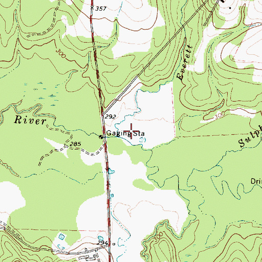 Topographic Map of Everett Branch, TX