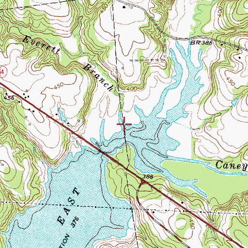 Topographic Map of Everett Branch, TX