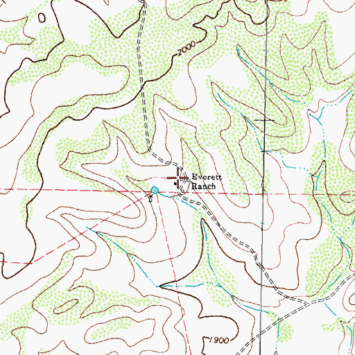 Topographic Map of Everett Ranch, TX