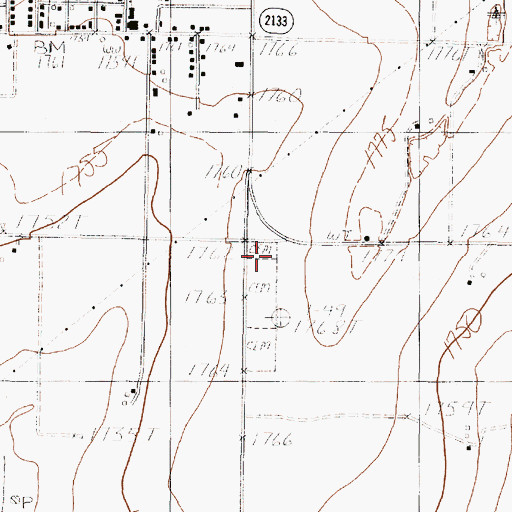 Topographic Map of Evergreen Cemetery, TX