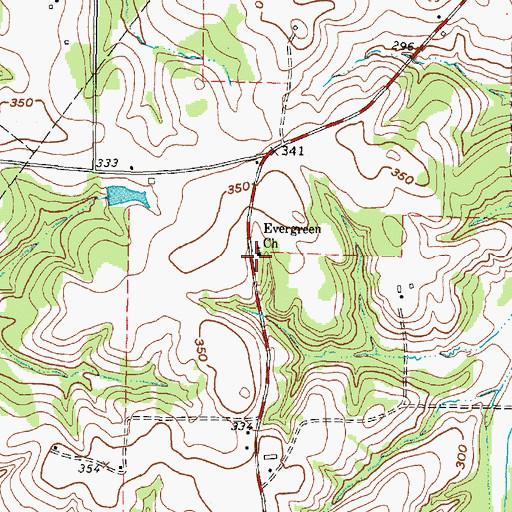 Topographic Map of Evergreen Church, TX