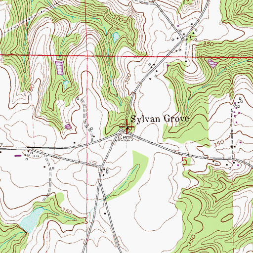 Topographic Map of Sylvan Grove United Methodist Church, AL