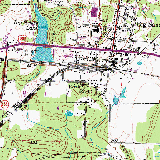 Topographic Map of Excelsior School, TX