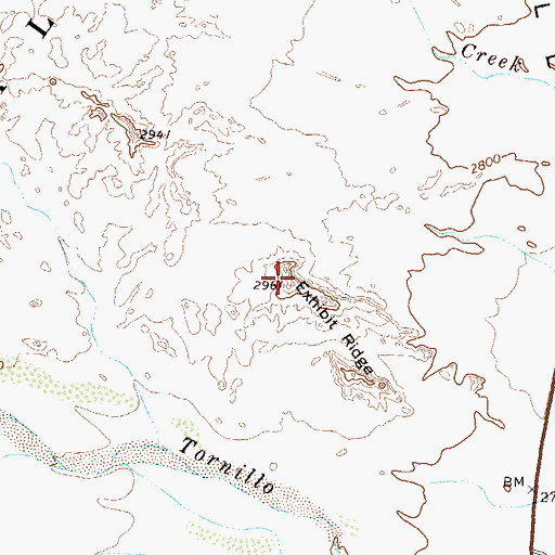Topographic Map of Exhibit Ridge, TX