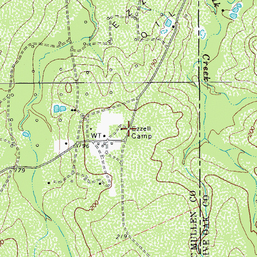 Topographic Map of Ezzell Camp, TX