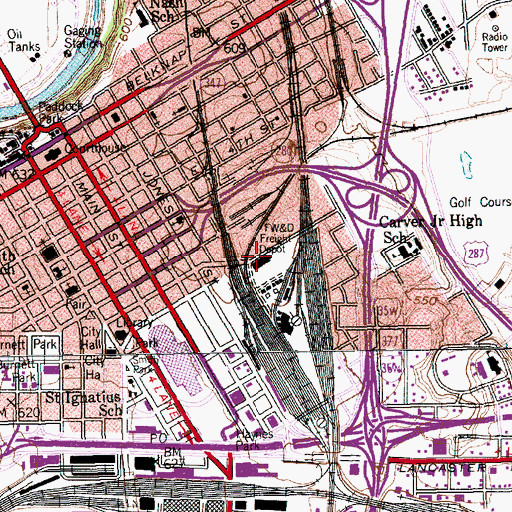 Topographic Map of Fort Worth and Dallas Freight Depot, TX