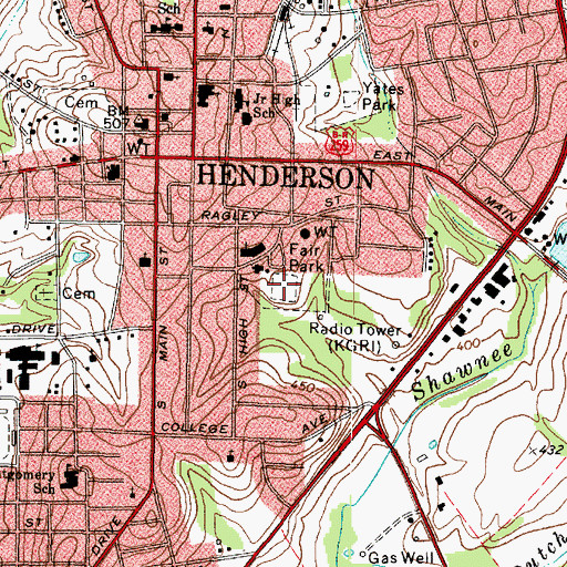 Topographic Map of Fair Park, TX