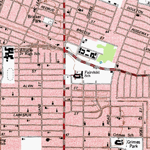 Topographic Map of Fairchild School, TX