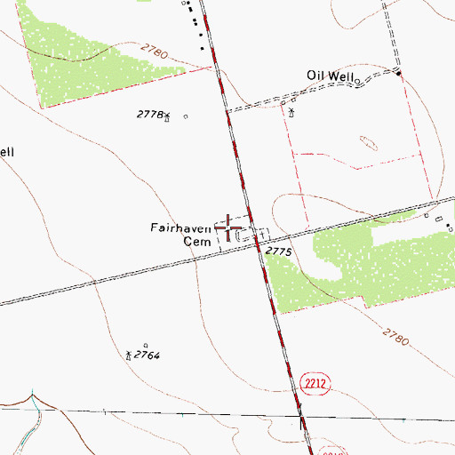 Topographic Map of Fairhaven Cemetery, TX