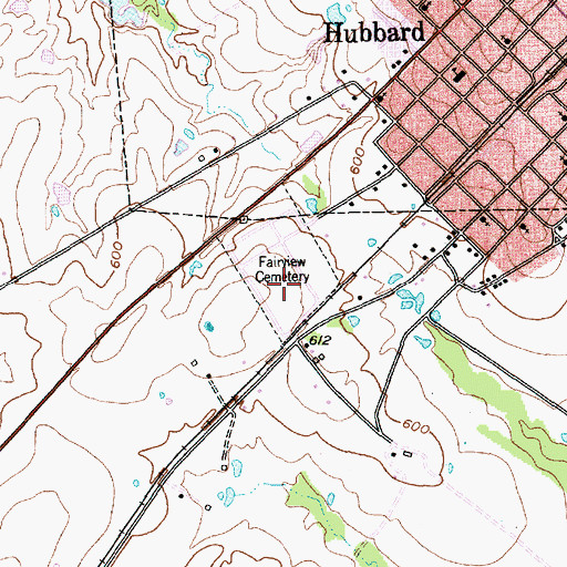 Topographic Map of Fairview Cemetery, TX