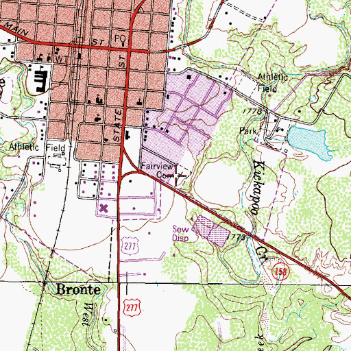 Topographic Map of Fairview Cemetery, TX