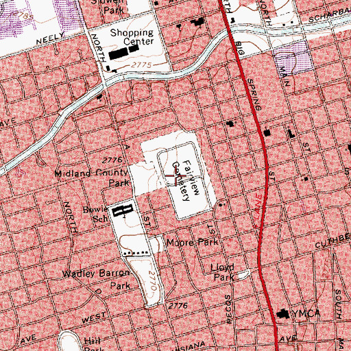 Topographic Map of Fairview Cemetery, TX