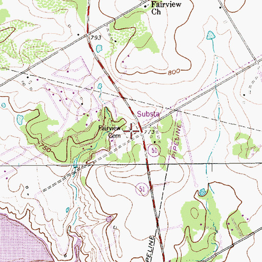 Topographic Map of Fairview Cemetery, TX