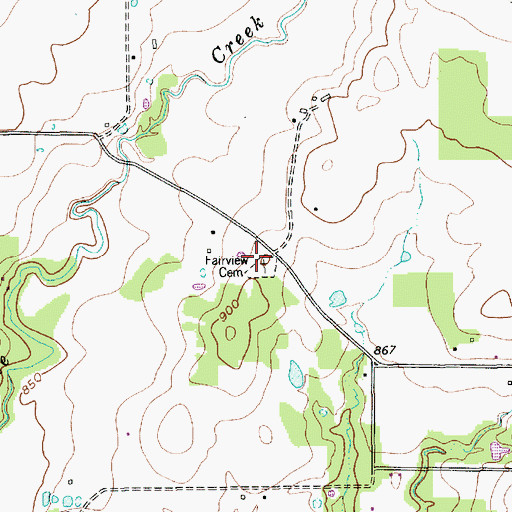 Topographic Map of Fairview Cemetery, TX