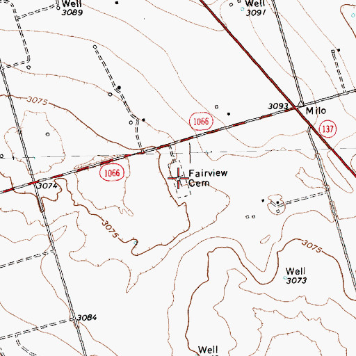 Topographic Map of Fairview Cemetery, TX
