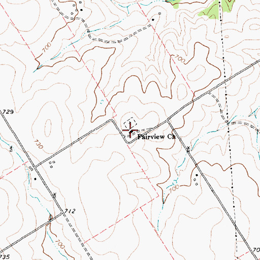 Topographic Map of Fairview Church, TX