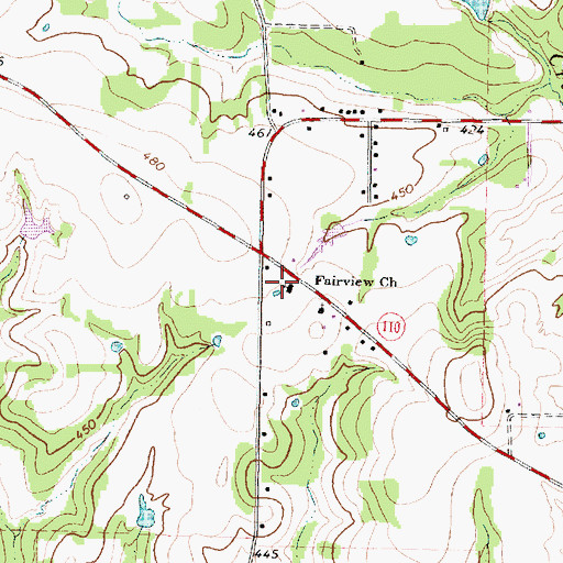 Topographic Map of Fairview Church, TX