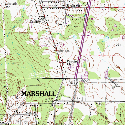 Topographic Map of Fairview Church, TX