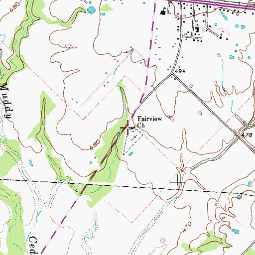 Topographic Map of Fairview Church, TX