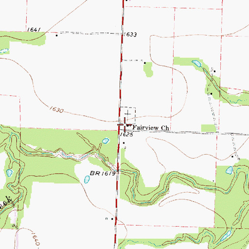 Topographic Map of Fairview Church, TX