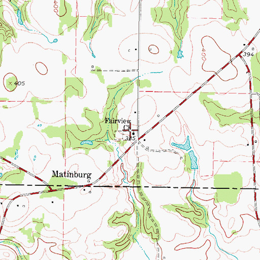 Topographic Map of Fairview Church, TX