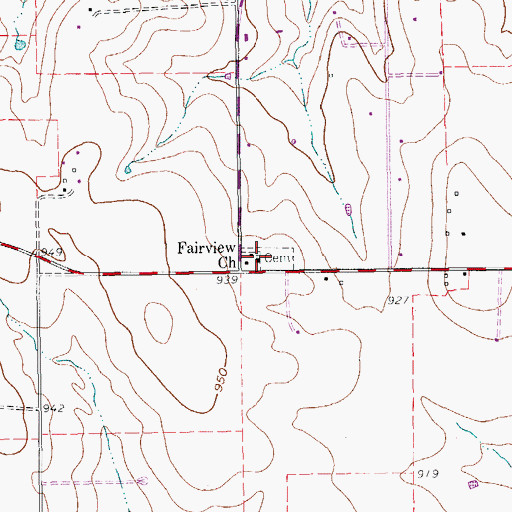 Topographic Map of Fairview Church, TX