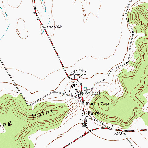 Topographic Map of Fairy Cemetery, TX
