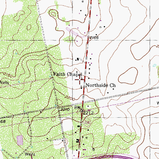 Topographic Map of Faith Chapel, TX