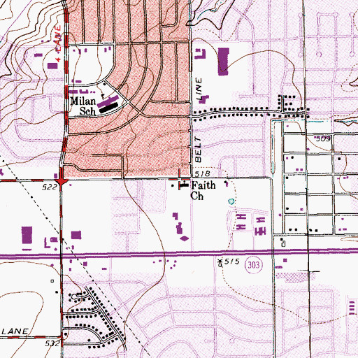 Topographic Map of Faith Church, TX